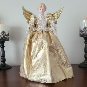 Elegant Gold Angel Christmas Tree Topper